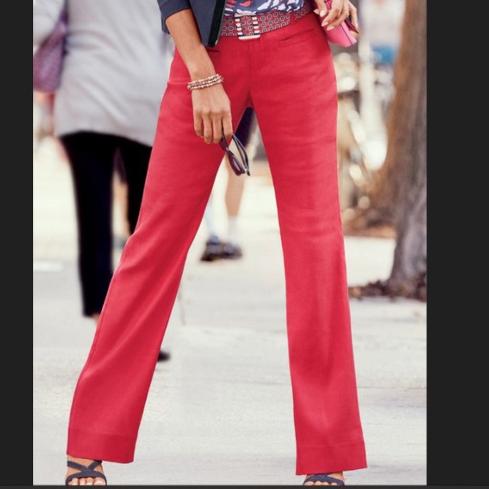 cabi Valentine Trouser -- Red -- Linen Blend -- Sz 10 LONG